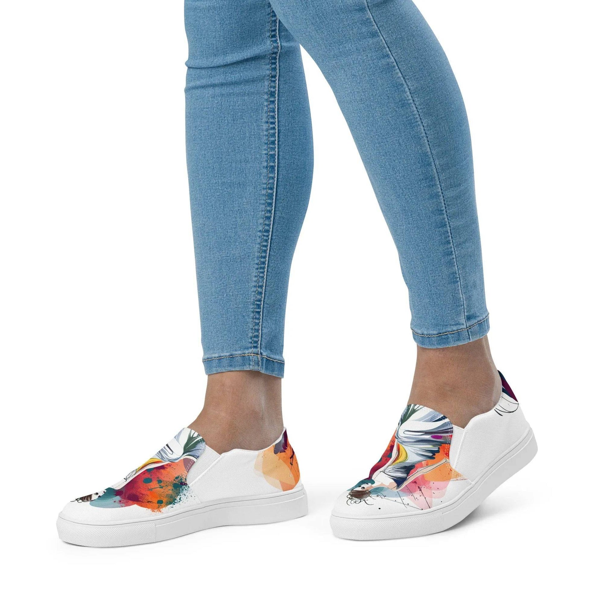 Dancing Melodies - Women’s Painted Slip-on Canvas Shoes - Fashion Latitude