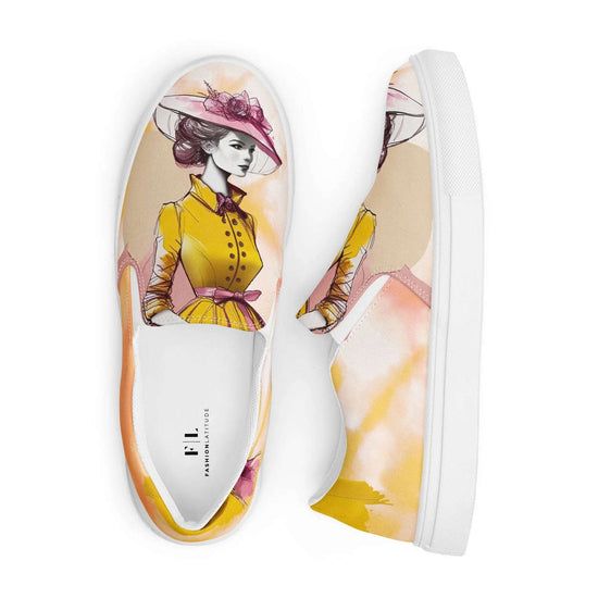 Timeless Elegance - Women’s Painted Slip-on Canvas Shoes - Fashion Latitude