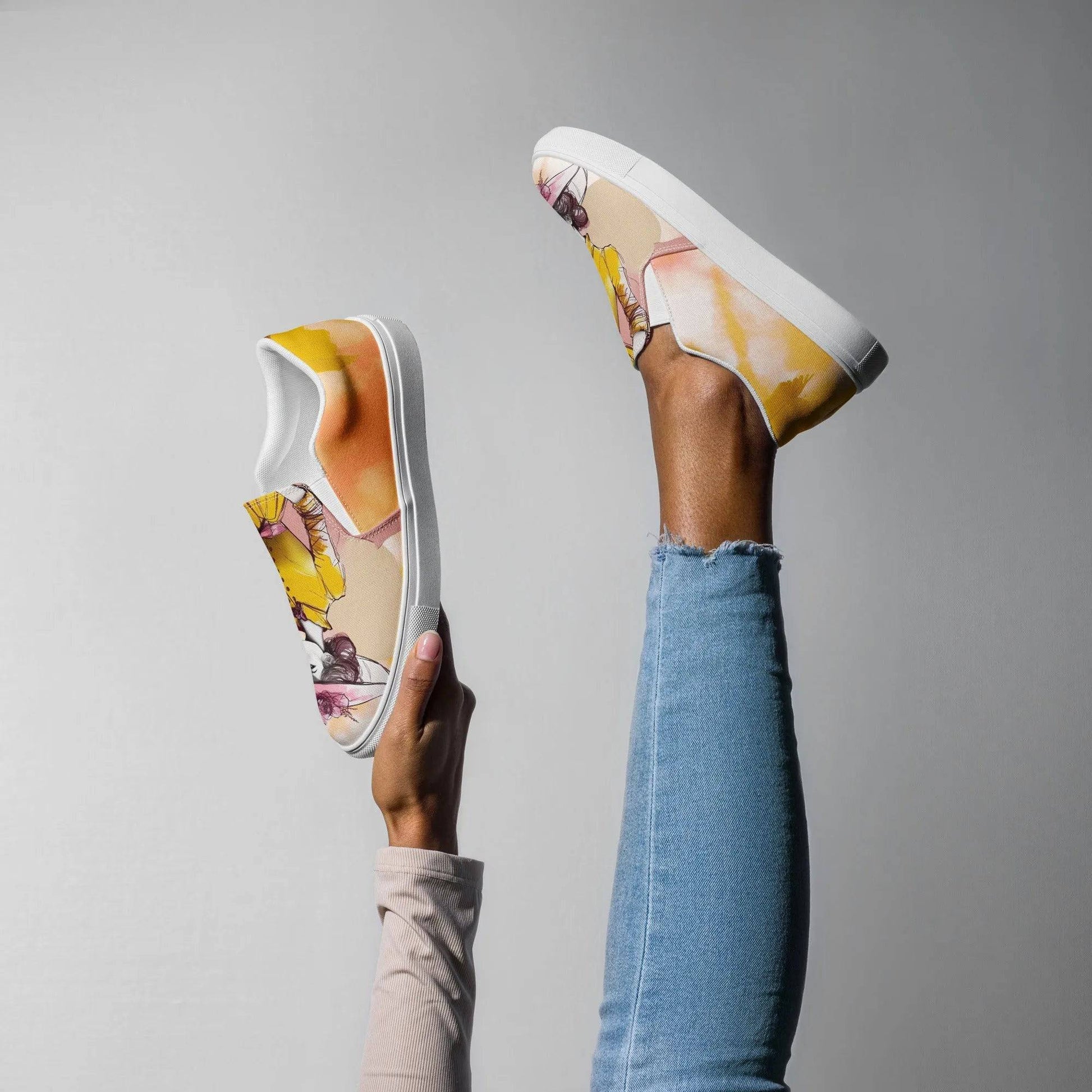 Timeless Elegance - Women’s Painted Slip-on Canvas Shoes - Fashion Latitude