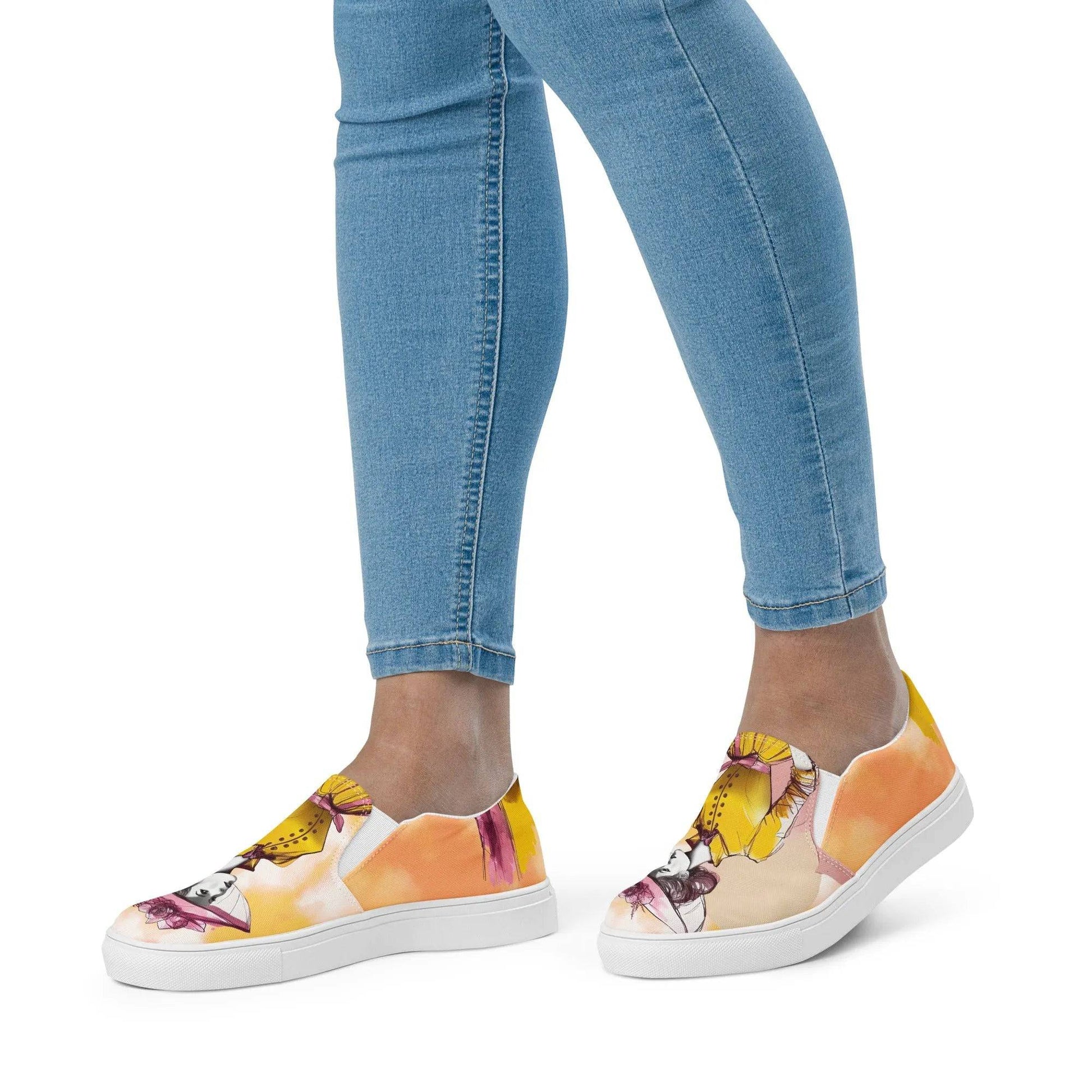 Timeless Elegance - Women’s Painted Slip-on Canvas Shoes - Fashion Latitude
