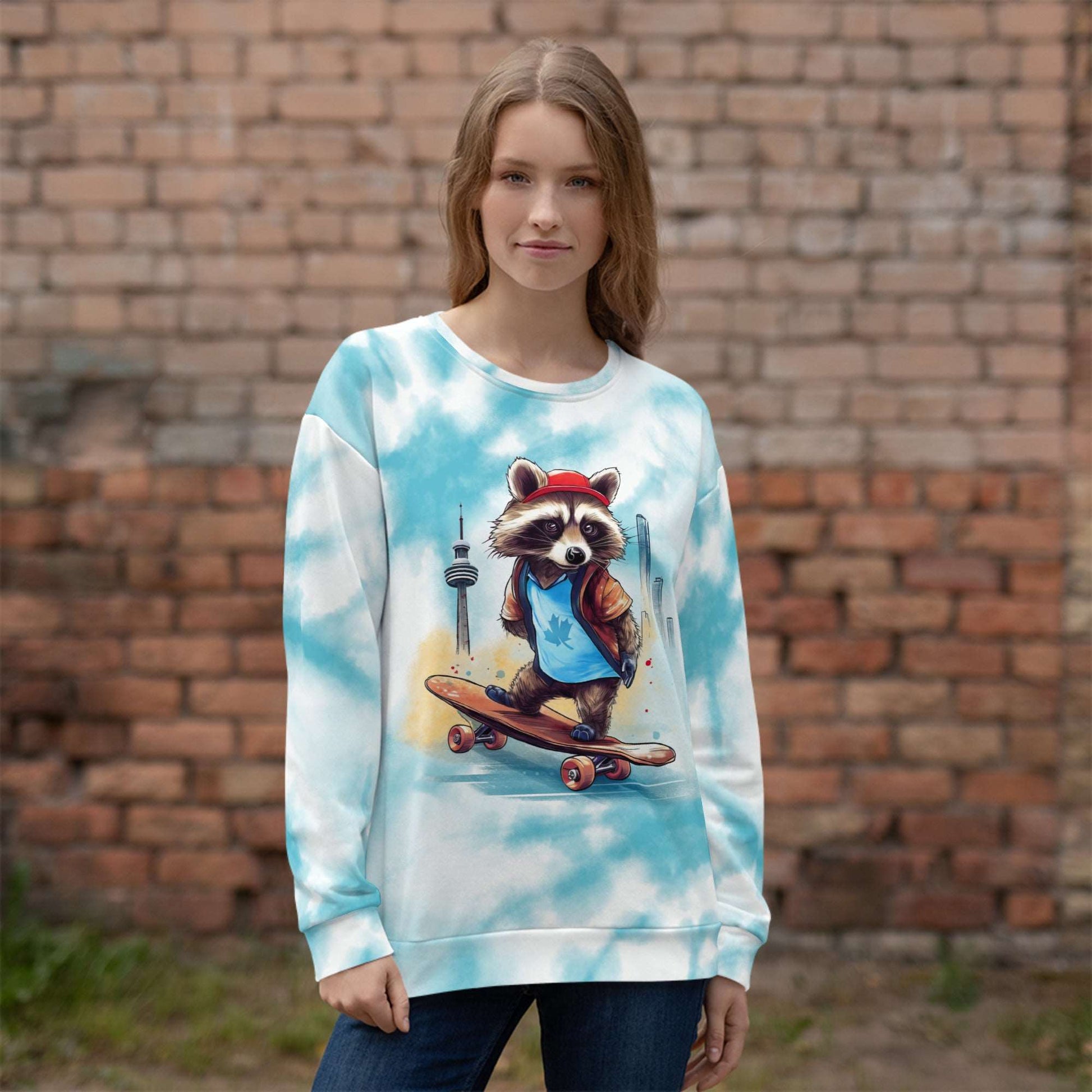 Skateboarding raccoon - Unisex Premium Sweatshirt - Fashion Latitude