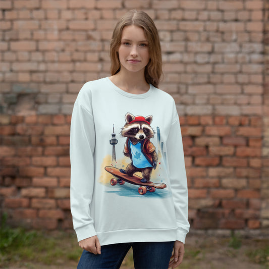 Skateboarding raccoon - Unisex Premium Sweatshirt