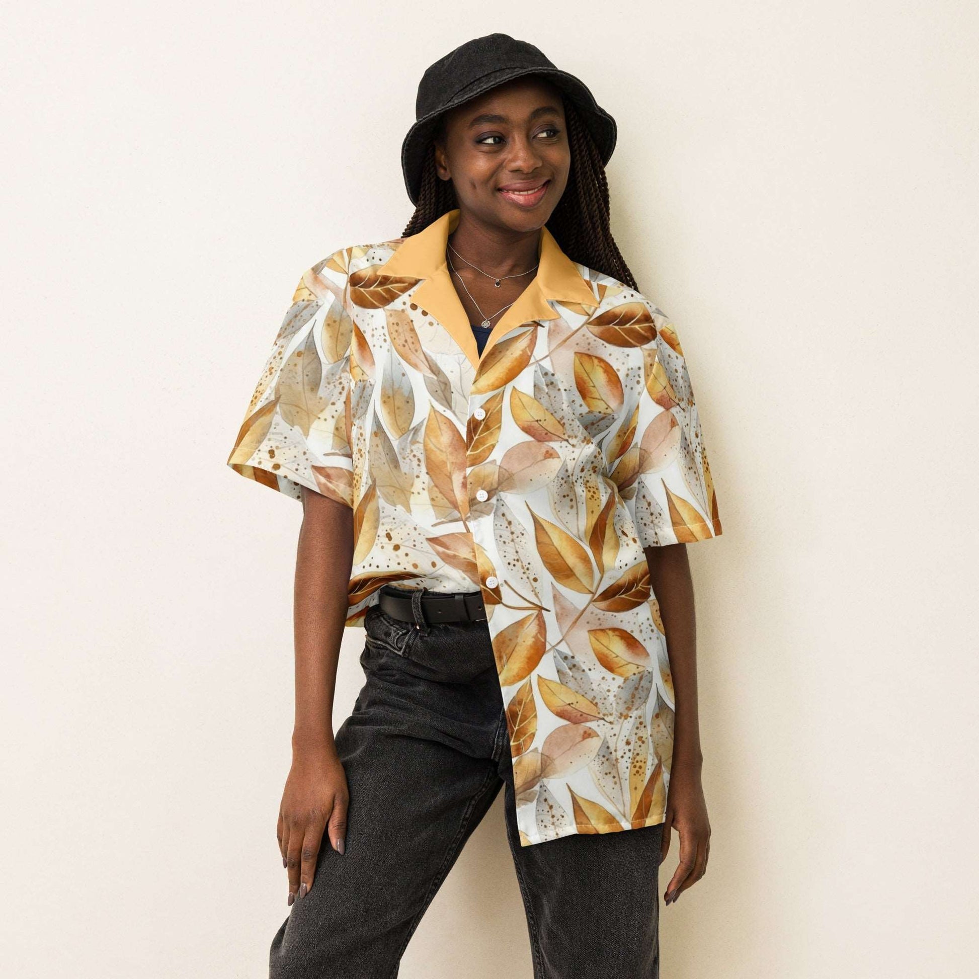 Golden Leaves - Unisex Premium Floral Shirt - Fashion Latitude