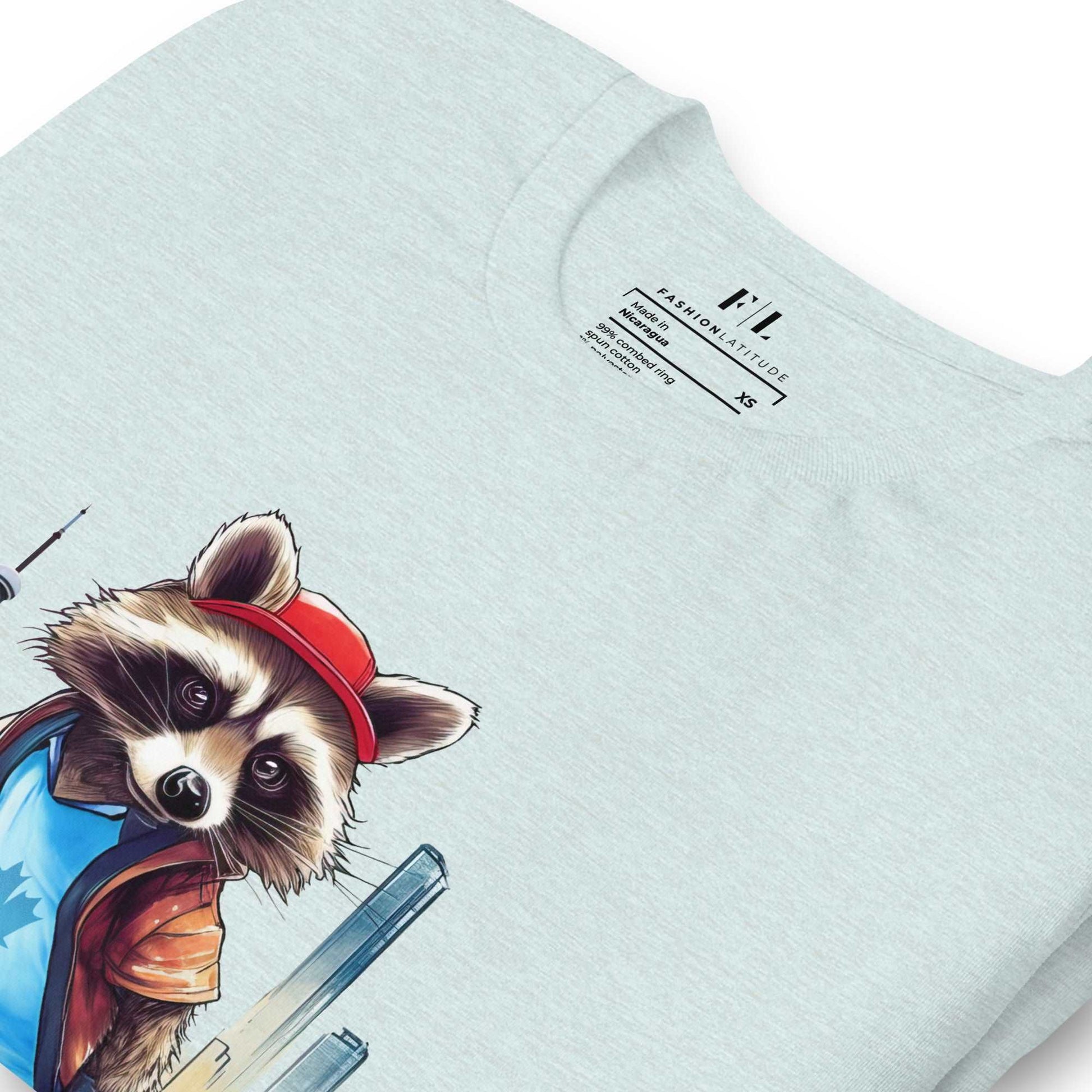 Skateboarding Raccoon - Unisex Eco Cotton Tee